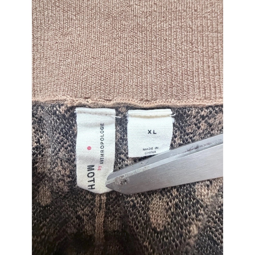 Anthropologie Moth Leopard Print Knit Wide Leg Pants Women XL Tie Waist Brown - Picture 3 of 11